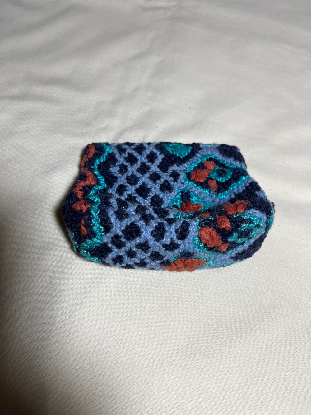 Jasper & Jeera Anthropologie Blue Cotton Woven Coin Pouch